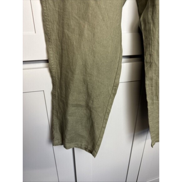 J Jill Love Linen Ankle XL Lightweight Pull On Pants in Olive Green Pockets - Picture 3 of 6